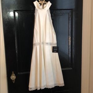 High neck white dress